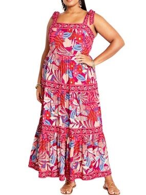 City Chic Paradiso Tiered sundress with pockets! M/18w